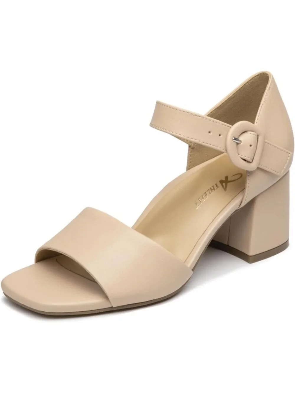 Women's Nude Orthopedic Arch Support Low Heels Adjustable Ankle Strap Sandals